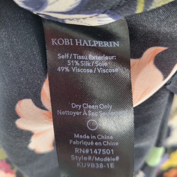 Kobi Halperin Floral Print Silk Blouse Bell Sleeves Size XXL - Picture 3 of 6